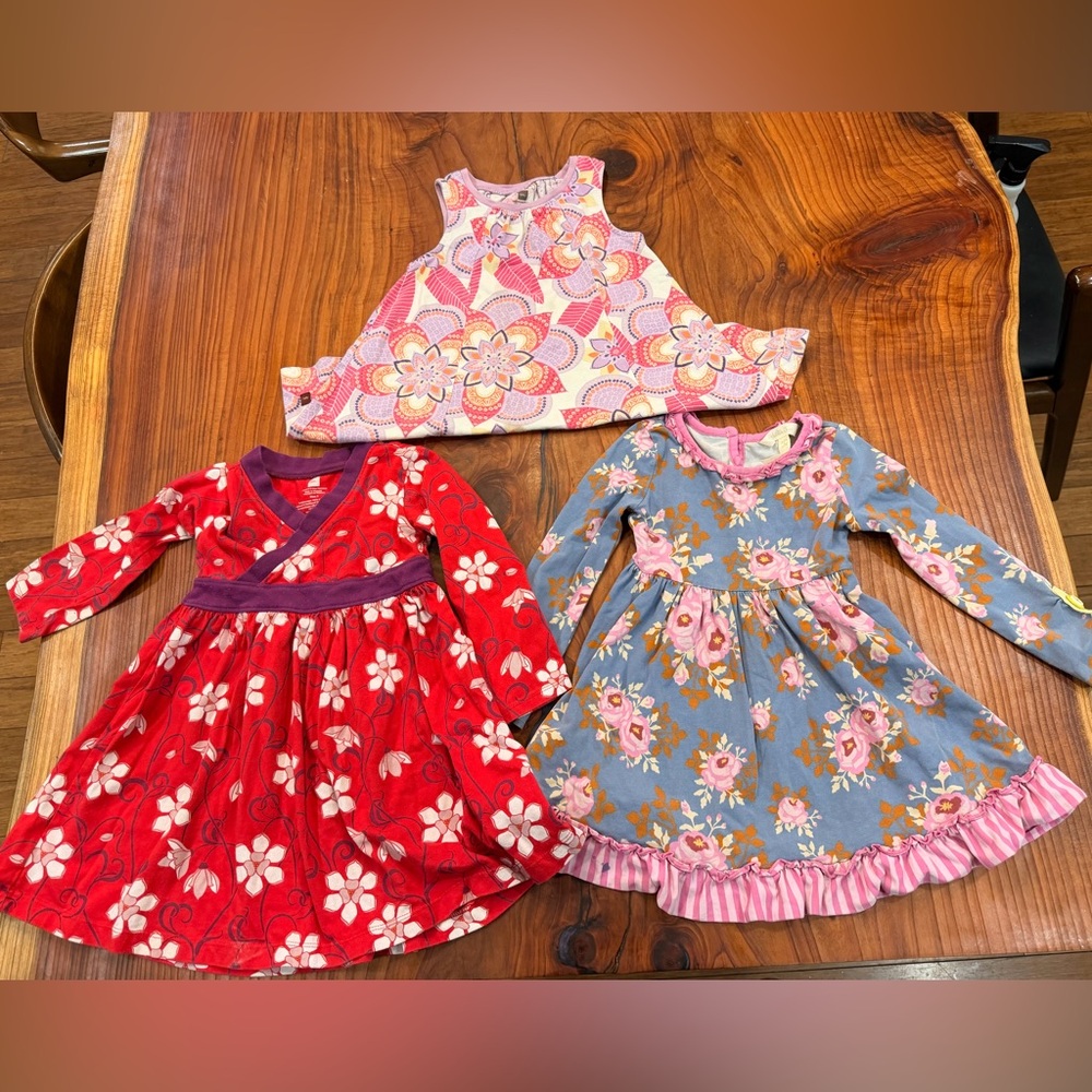 Bundle of 3 dress Tea Collection, Matilda Jane size 2T and 3T
